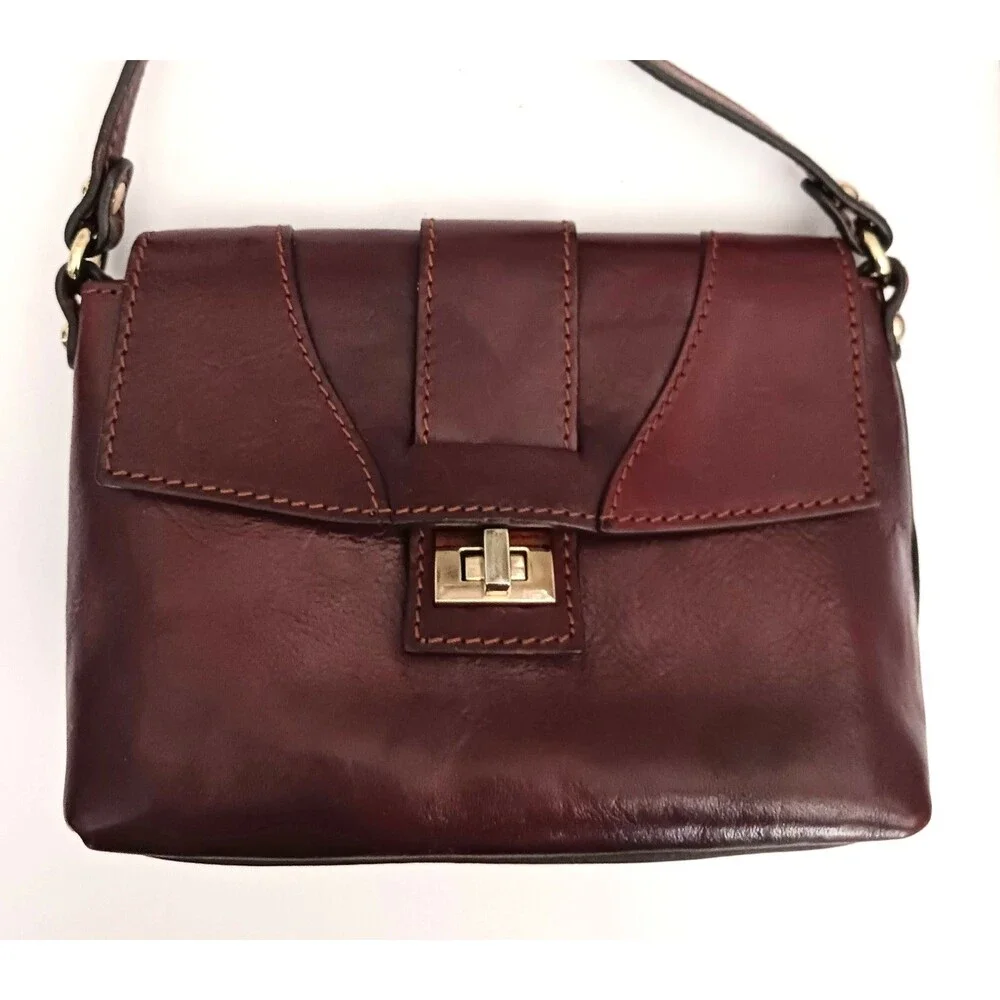 Floto Cognac Brown Leather Crossbody Bag Made in Italy 8X6